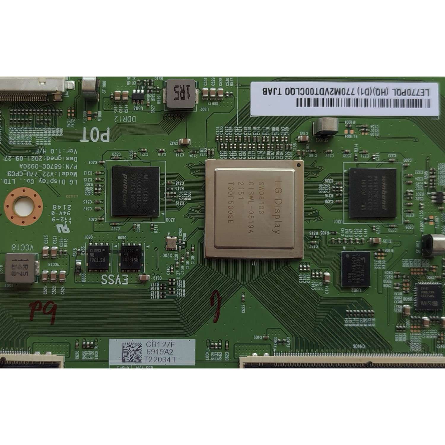 T-CON PARA TV LG / NUMERO DE PARTE 6871L-6919A / 6870C-0920A / LE770PQL (HQ)(D1) / PANEL AC770AQL CQA1_RS / MODELO OLED77C2AUA.DUSQLJR / OLED77G2PUA.DUSQLJR  - Imagen 2